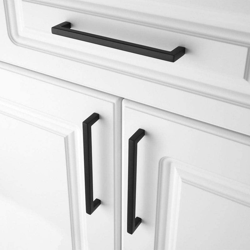 KOOFIZO Solid Square Bar Cabinet Handle - Black Furniture Pull, 6.3 Inch/160mm Screwhole Distance, 10-Pack for Kitchen Cupboard Door, Bedroom Dresser Drawer, Bathroom Wardrobe Hardware - Image 4